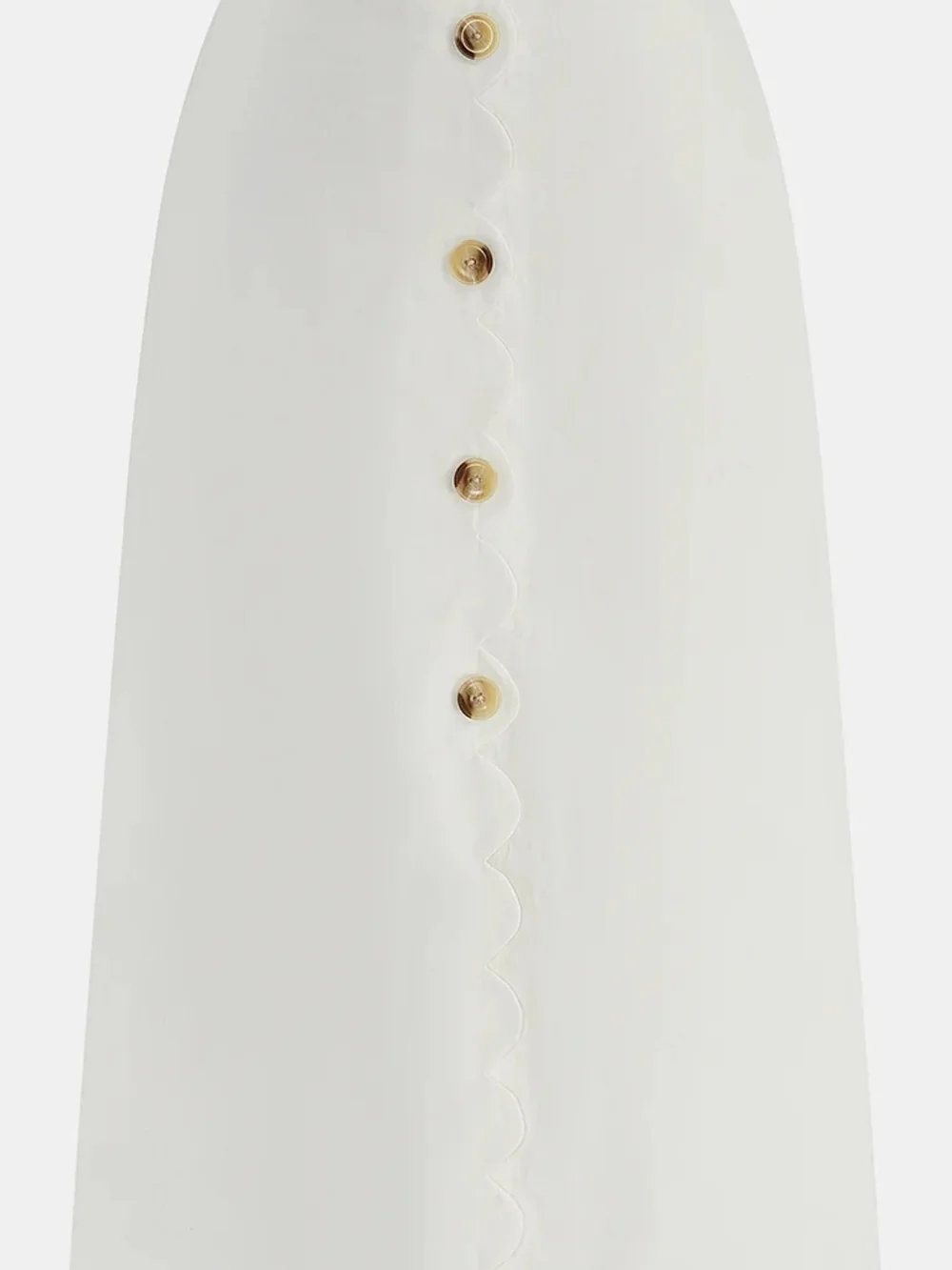 Commense White Maxi Skirt with Gold Buttons